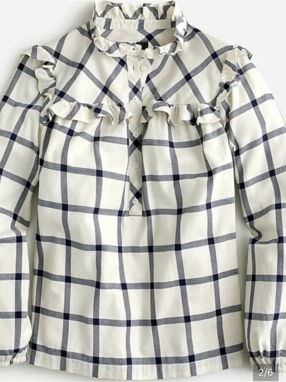 J. Crew Ruffle Yoke popover top EUC size M